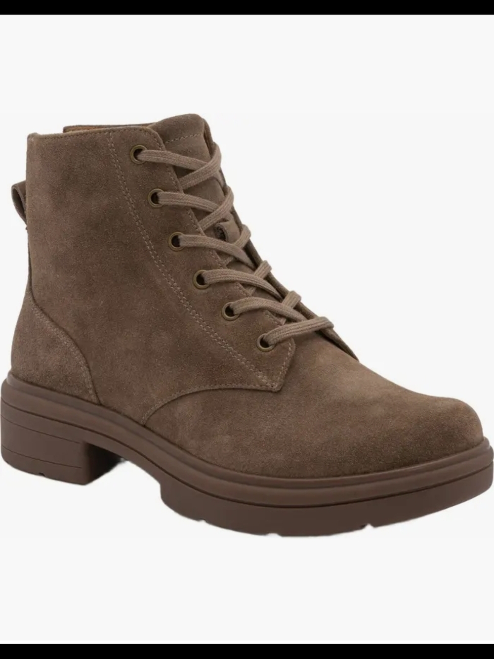 Suede Lace-Up Ankle Boot in Brown